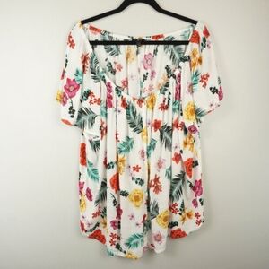 Lane Bryant White Colorful Floral Off Shoulder Blouse Size‎ 16